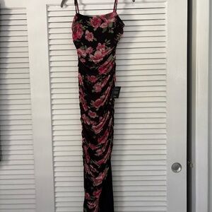 Lulu's Black and Pink Floral Maxi Dress
